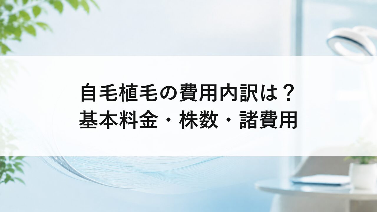 自毛植毛の費用内訳は？基本料金・株数・諸費用