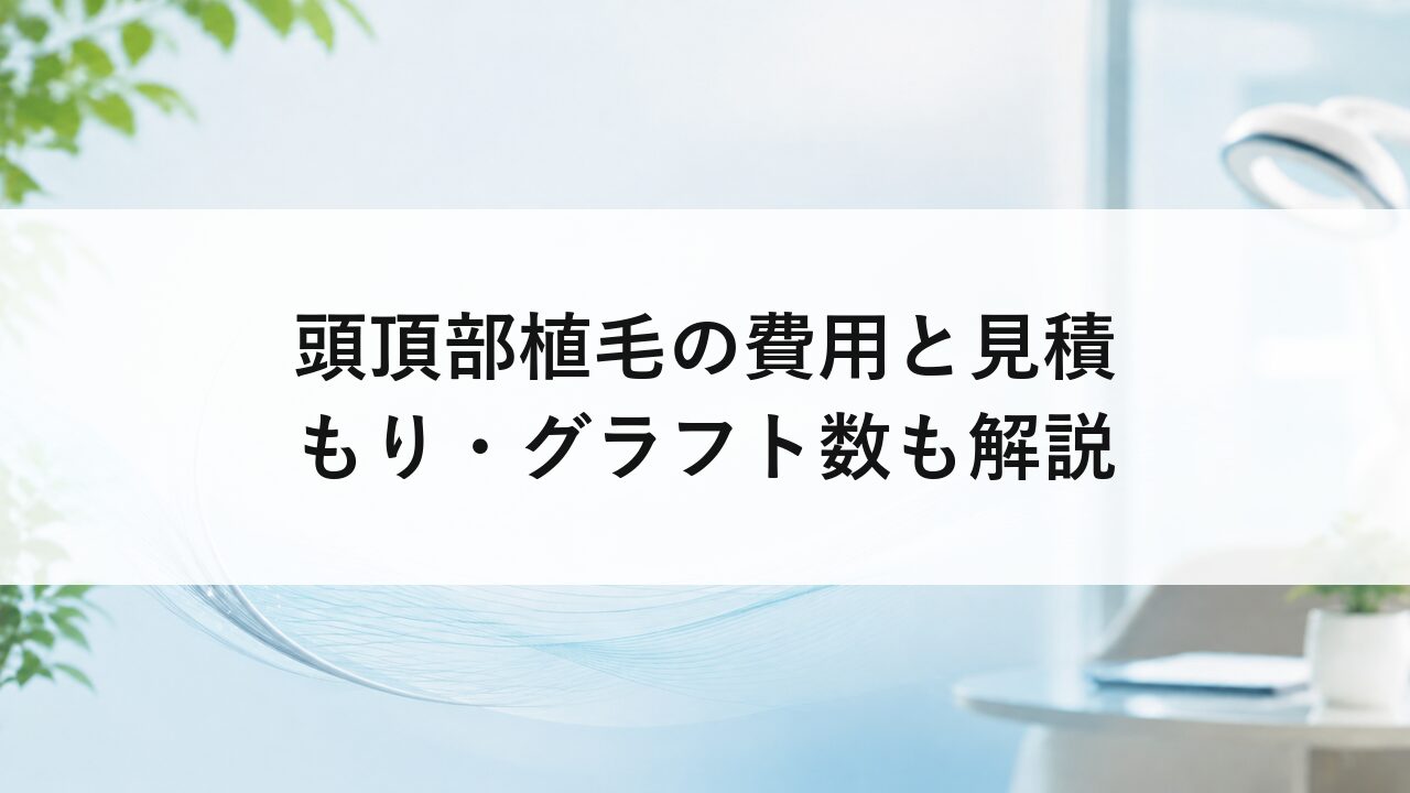 頭頂部植毛の費用と見積もり・グラフト数も解説