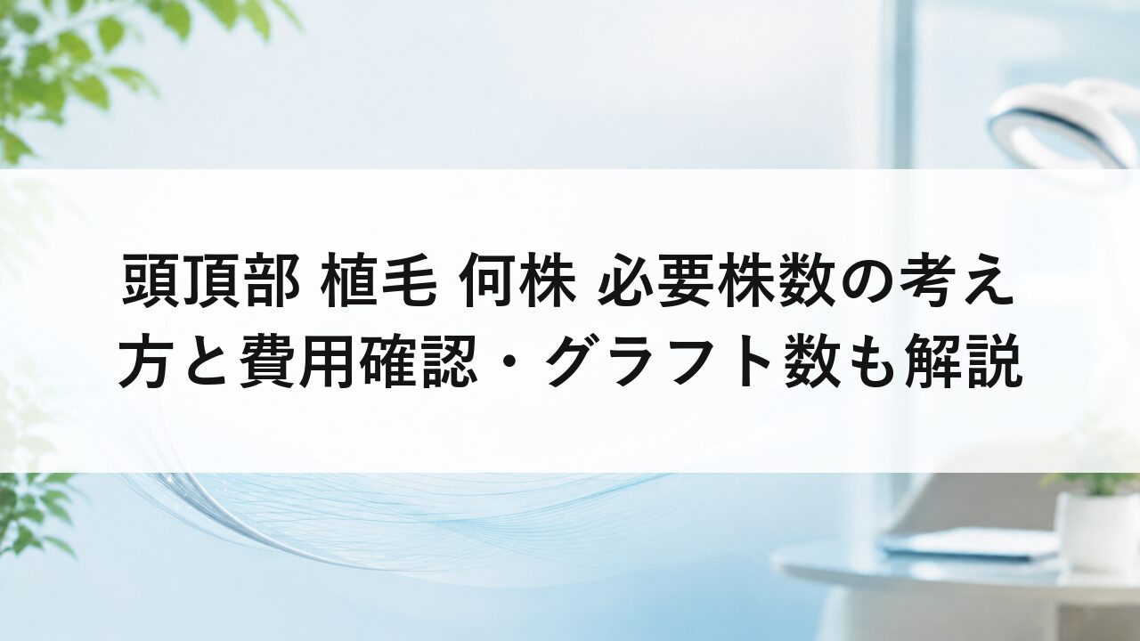 頭頂部 植毛 何株 必要株数の考え方と費用確認・グラフト数も解説