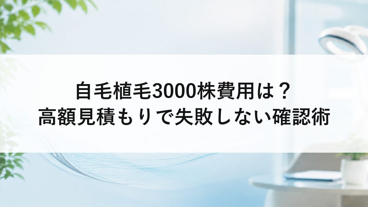 自毛植毛3000株費用は？高額見積もりで失敗しない確認術