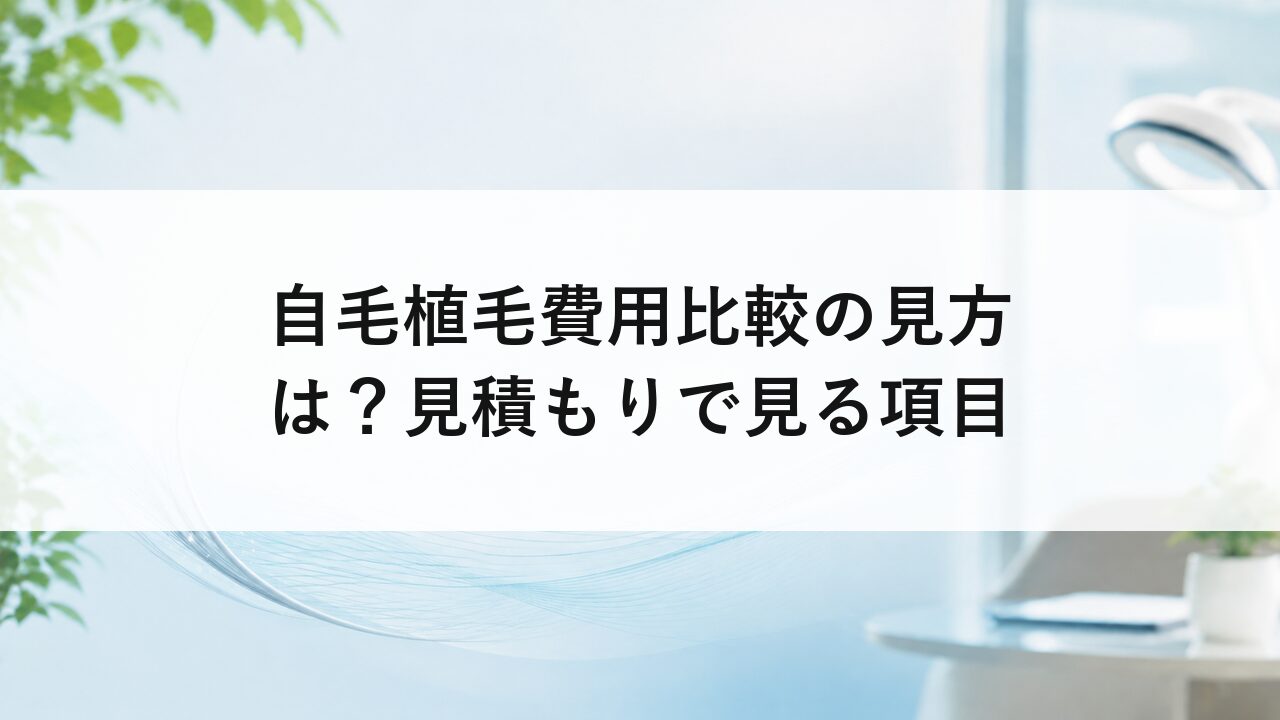 自毛植毛費用比較の見方は？見積もりで見る項目