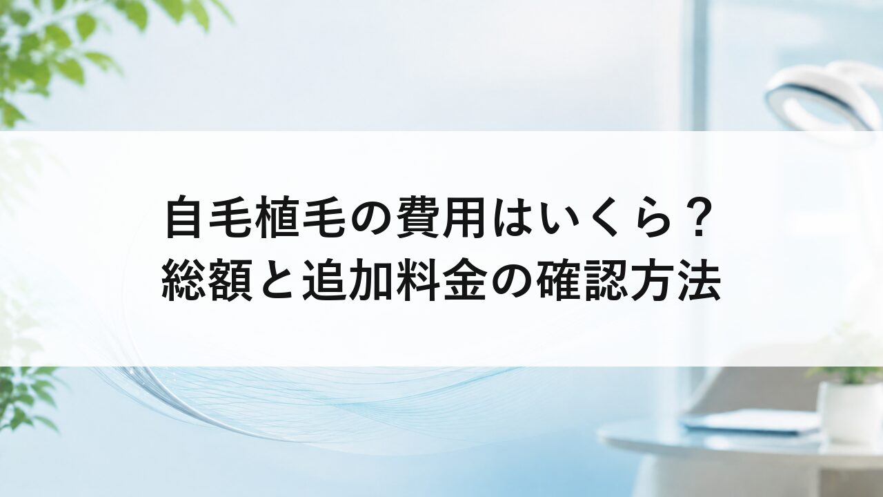 自毛植毛の費用はいくら？総額と追加料金の確認方法