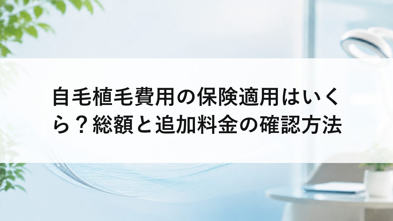 自毛植毛費用の保険適用はいくら？総額と追加料金の確認方法