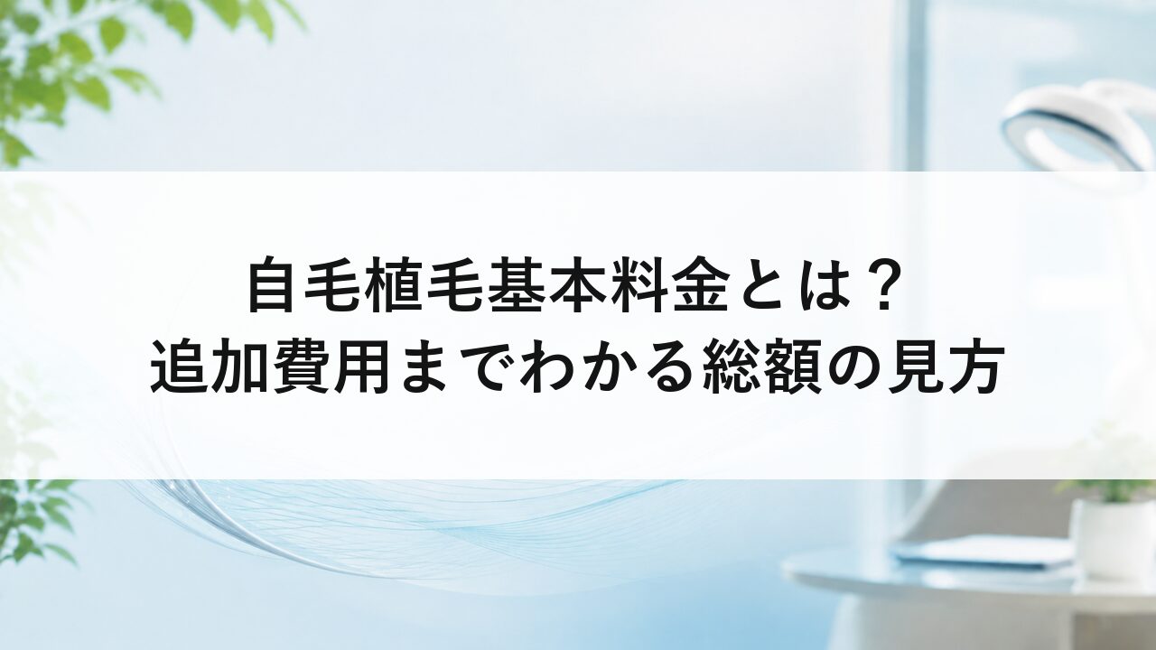 自毛植毛基本料金とは？追加費用までわかる総額の見方