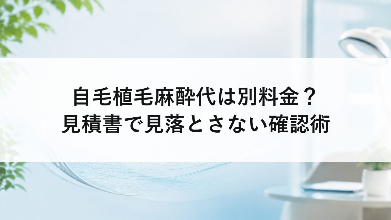 自毛植毛麻酔代は別料金？見積書で見落とさない確認術