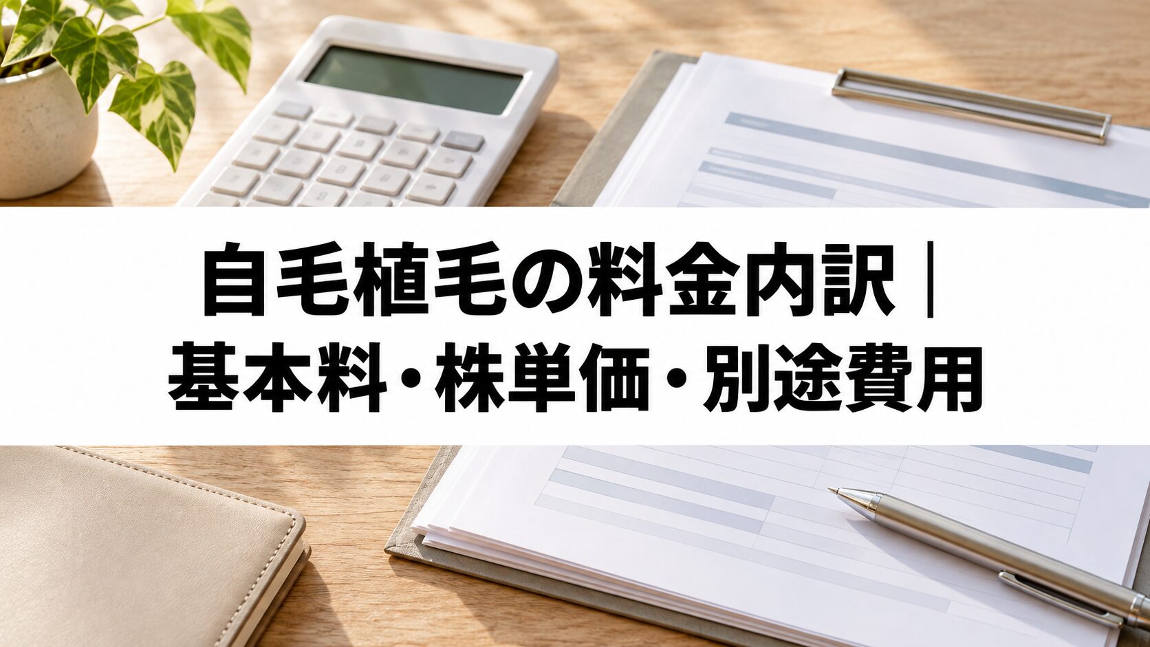 自毛植毛の基本料、株単価、別途費用を示す記事のアイキャッチ