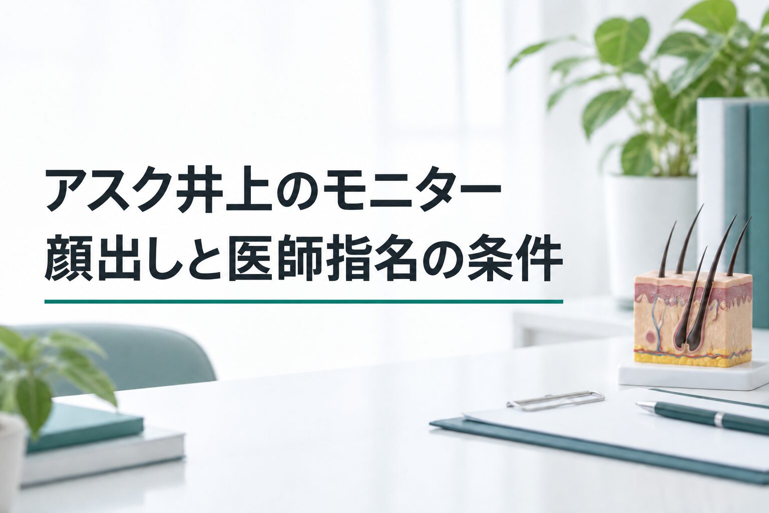 アスク井上のモニター｜顔出しと医師指名の条件（解説用のイメージ画像）