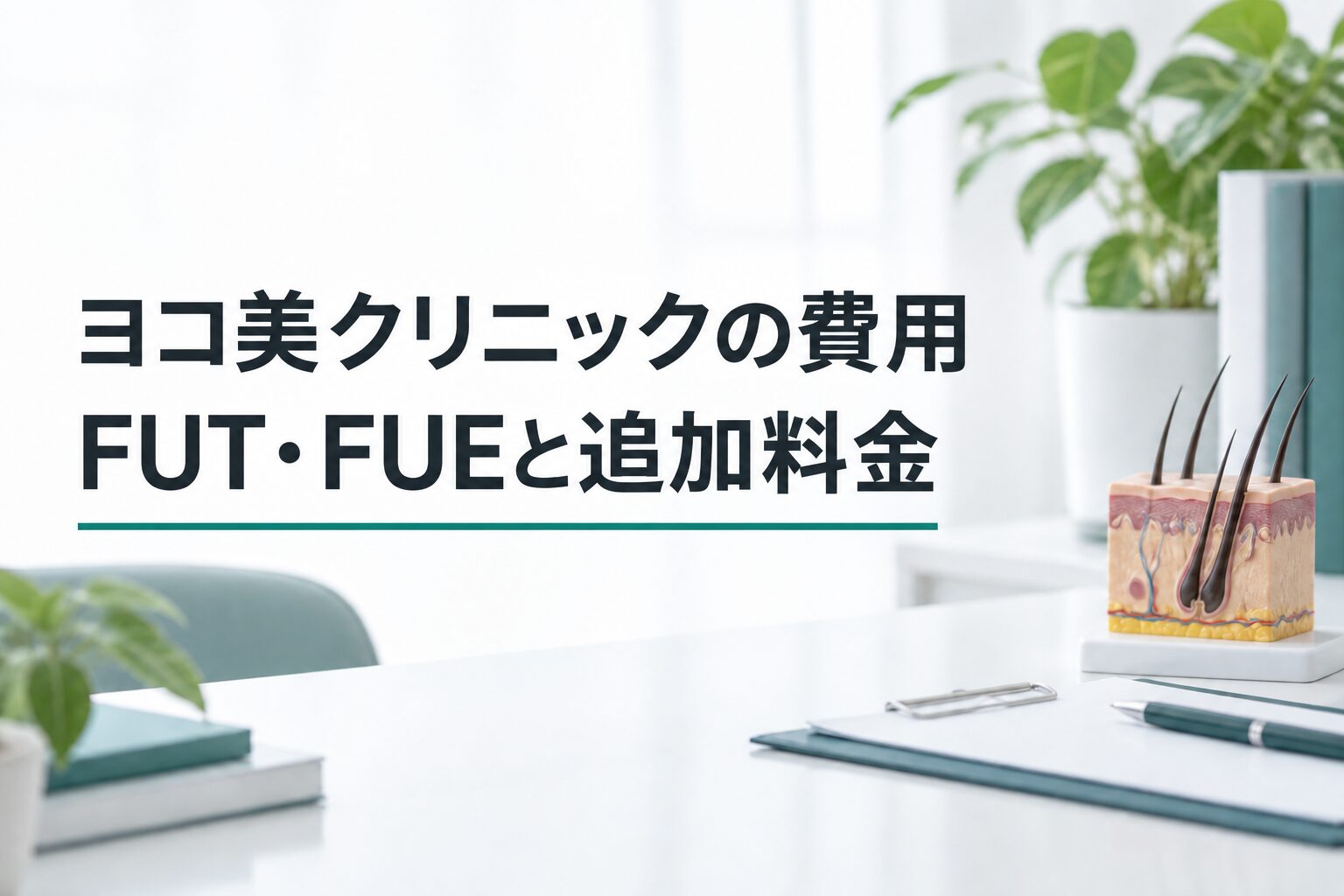 ヨコ美クリニックの費用｜FUT・FUEと追加料金（解説用のイメージ画像）