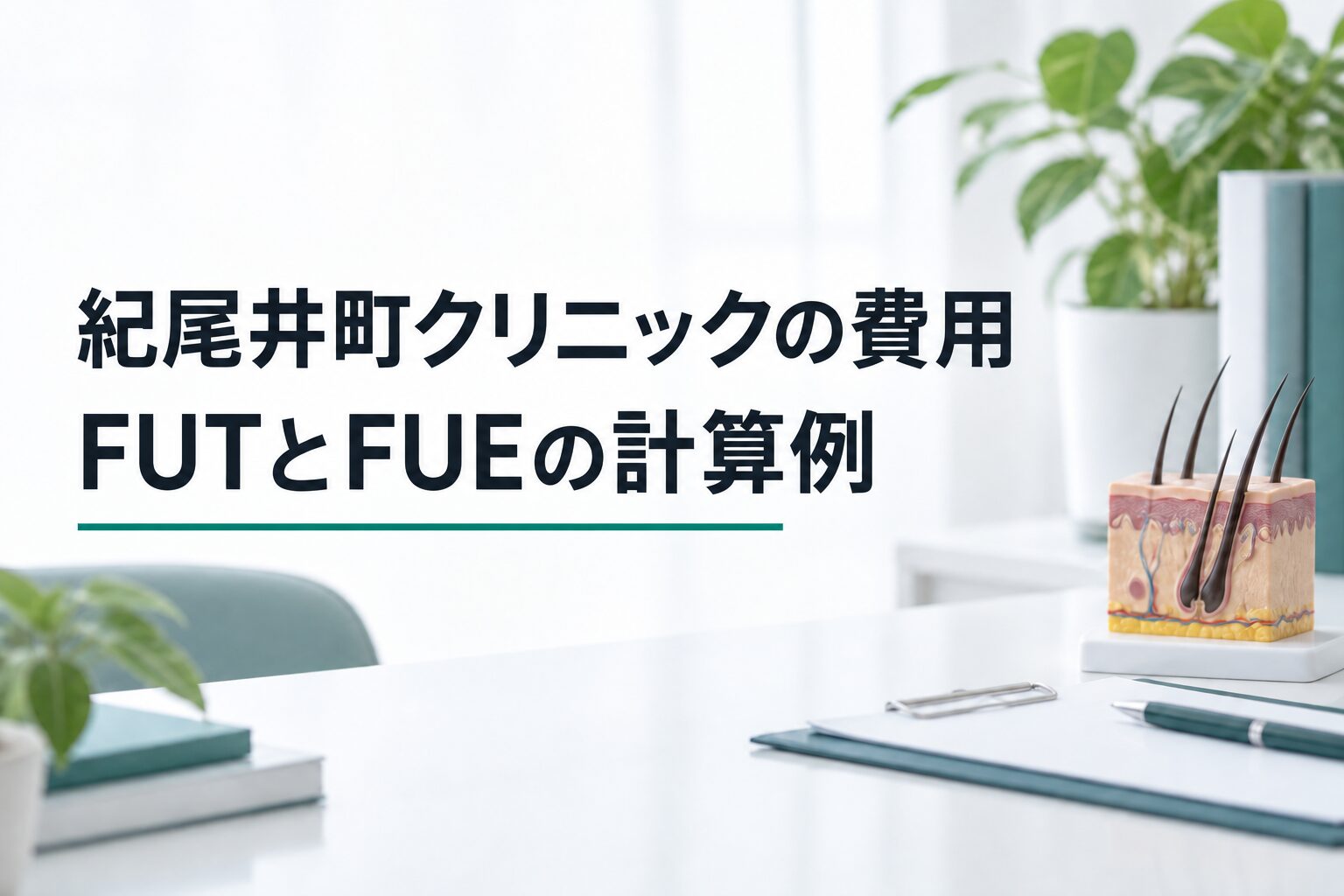 紀尾井町クリニックの費用｜FUTとFUEの計算例（解説用のイメージ画像）