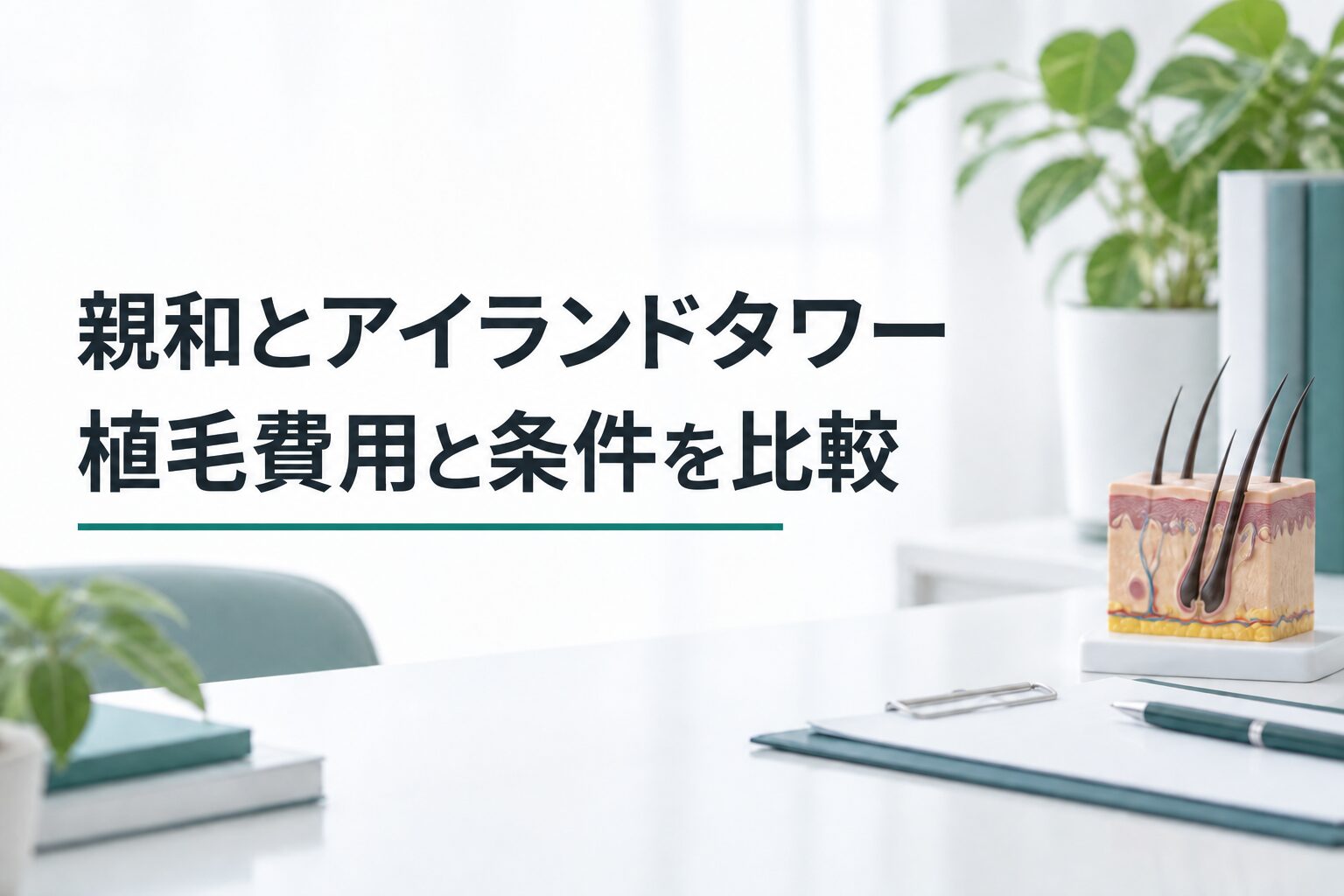 親和とアイランドタワー｜植毛費用と条件を比較（解説用のイメージ画像）