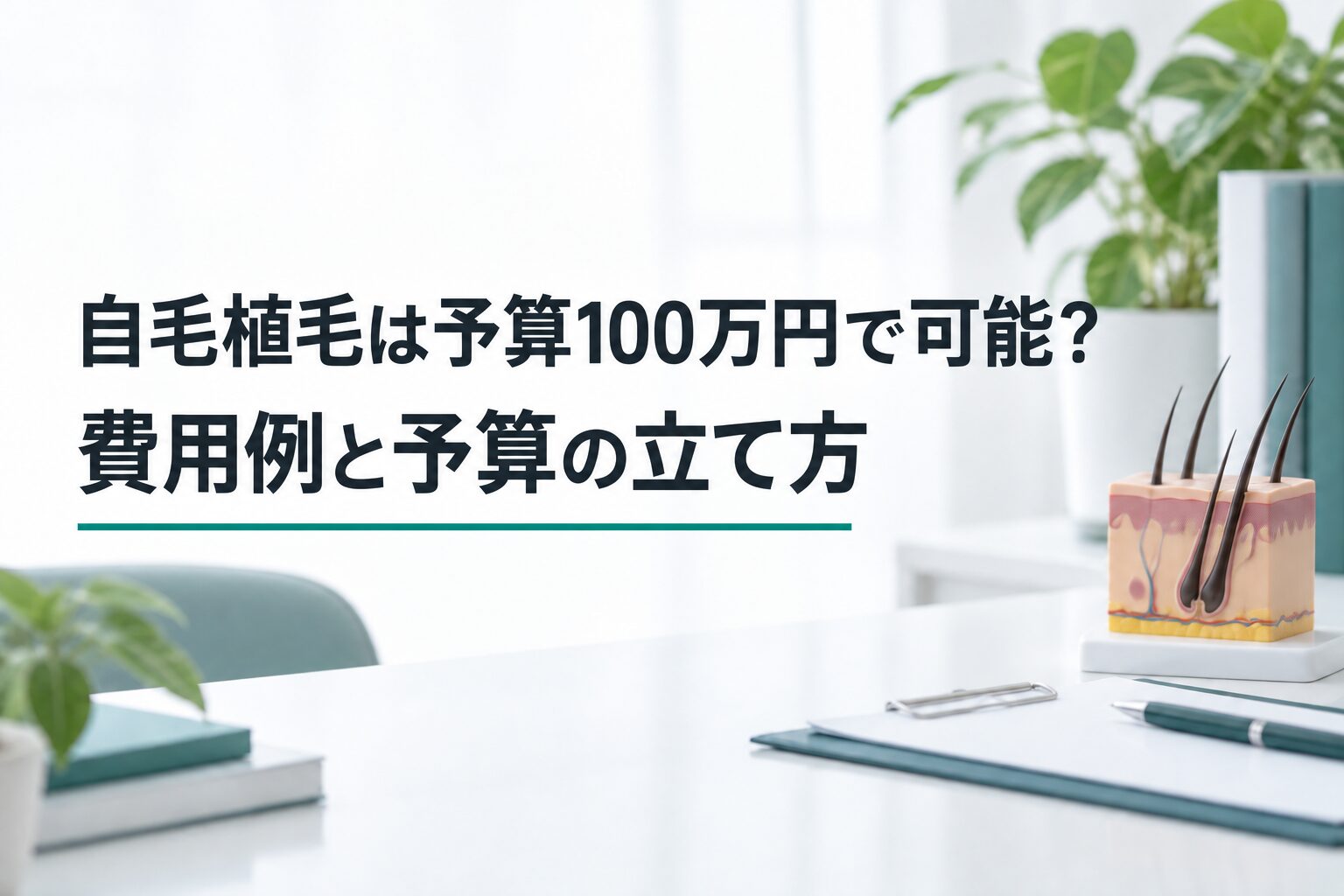 自毛植毛は予算100万円で可能？費用例と予算の立て方（解説用のイメージ画像）