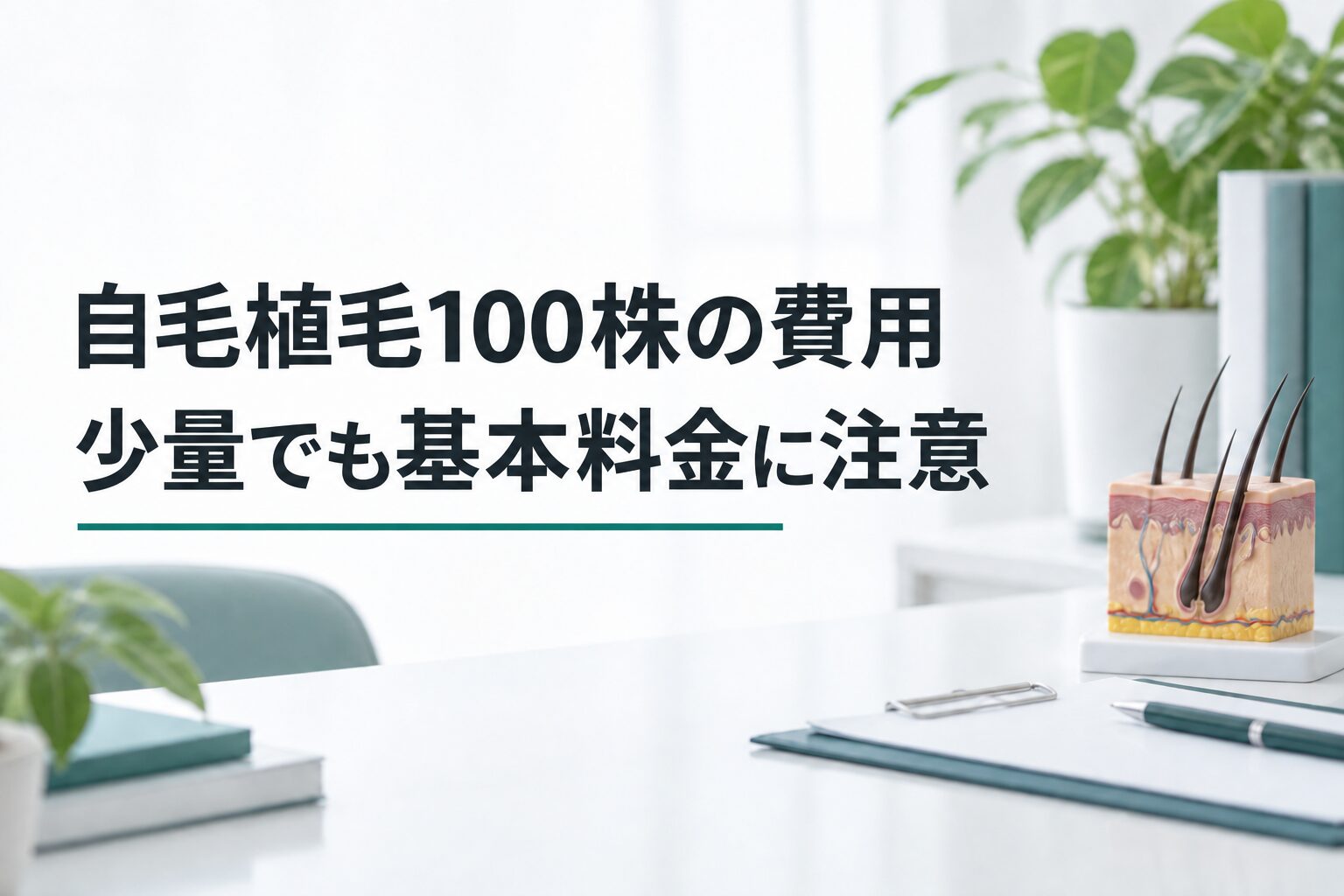 自毛植毛100株の費用｜少量でも基本料金に注意（解説用のイメージ画像）