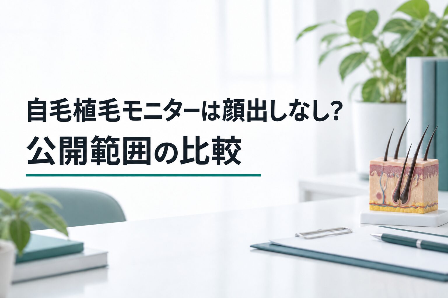 自毛植毛モニターは顔出しなし？｜公開範囲の比較（解説用のイメージ画像）