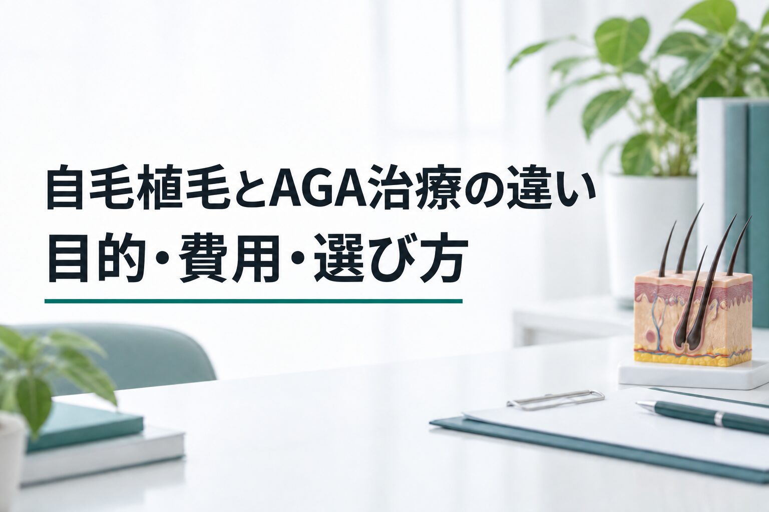 自毛植毛とAGA治療の違い｜目的・費用・選び方（解説用のイメージ画像）