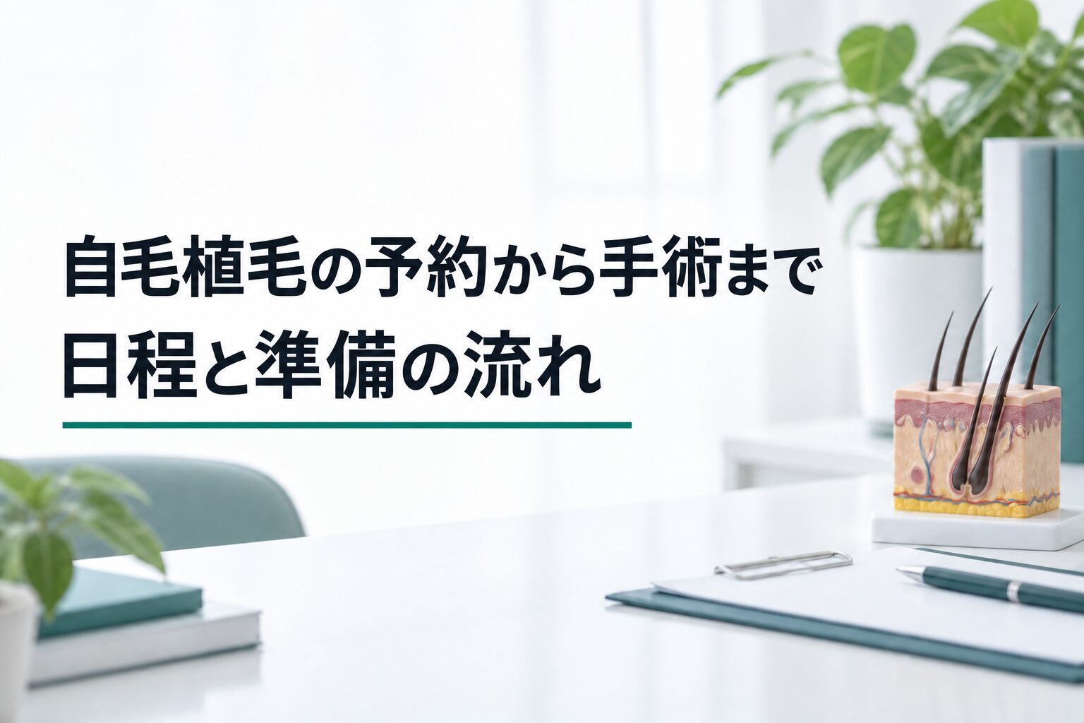 自毛植毛の予約から手術まで｜日程と準備の流れ（解説用のイメージ画像）
