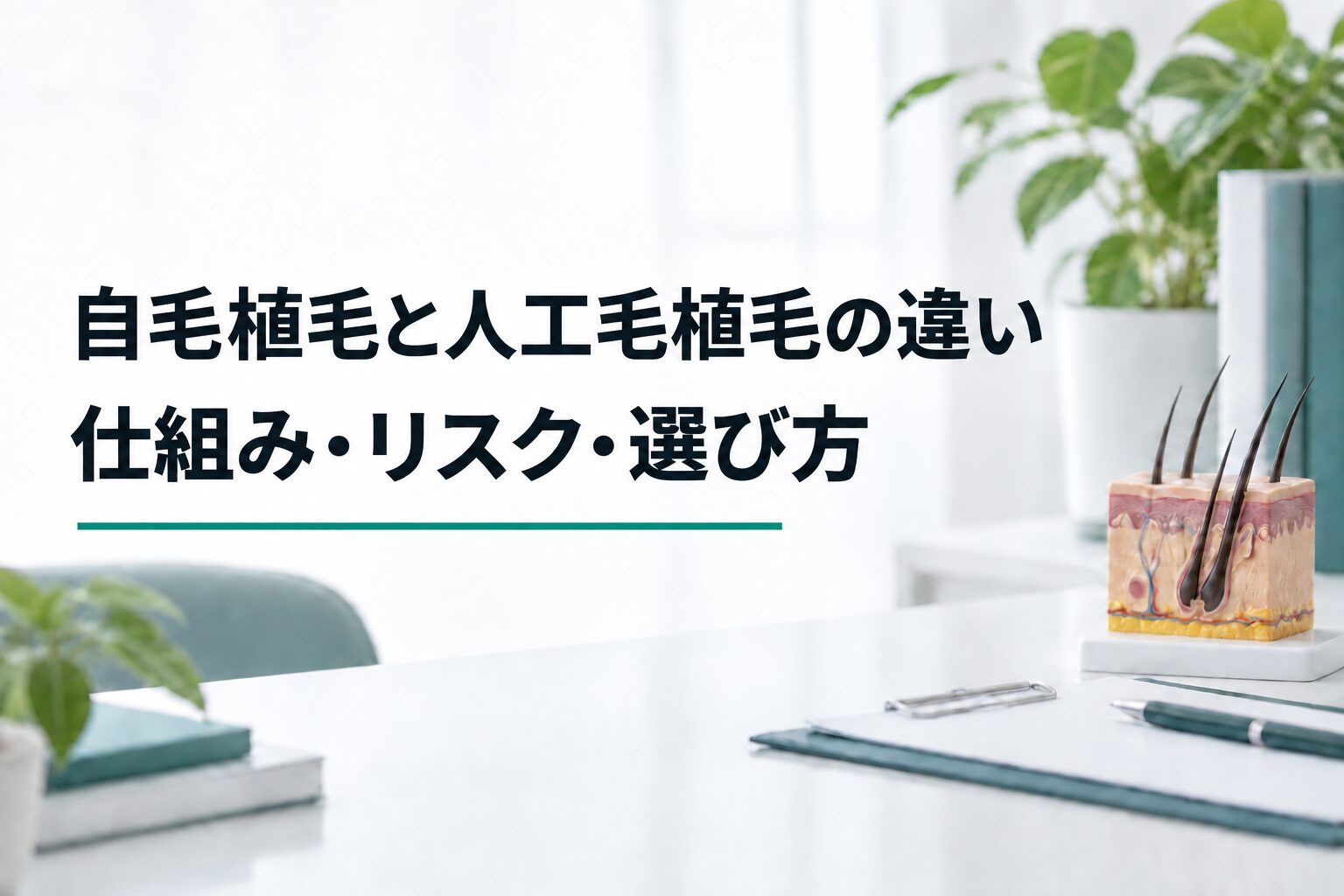自毛植毛と人工毛植毛の違い｜仕組み・リスク・選び方（解説用のイメージ画像）