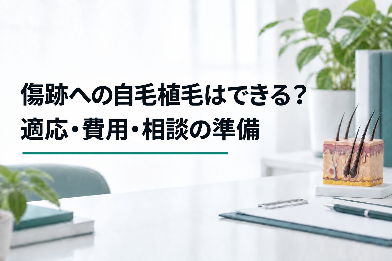 傷跡への自毛植毛はできる？｜適応・費用・相談の準備（解説用のイメージ画像）