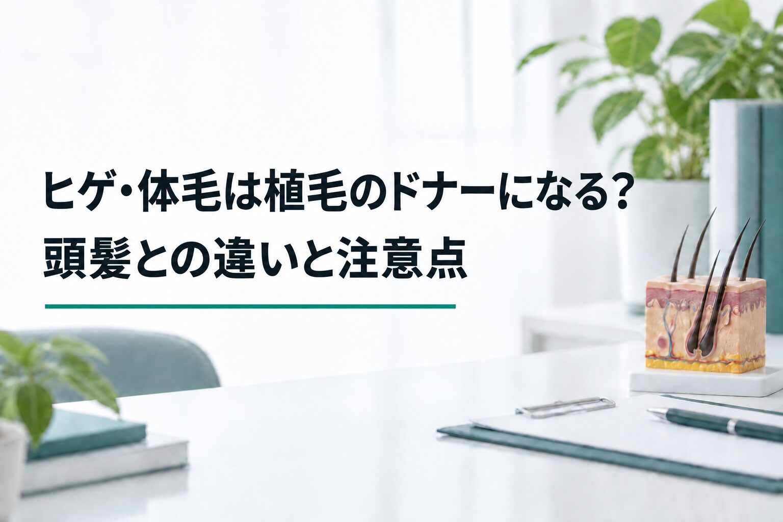 ヒゲ・体毛は植毛のドナーになる？｜頭髪との違いと注意点（解説用のイメージ画像）
