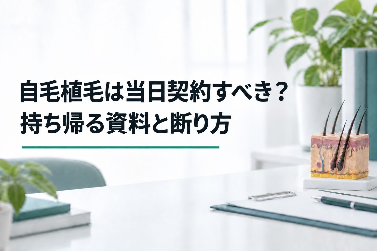 自毛植毛は当日契約すべき？｜持ち帰る資料と断り方（解説用のイメージ画像）