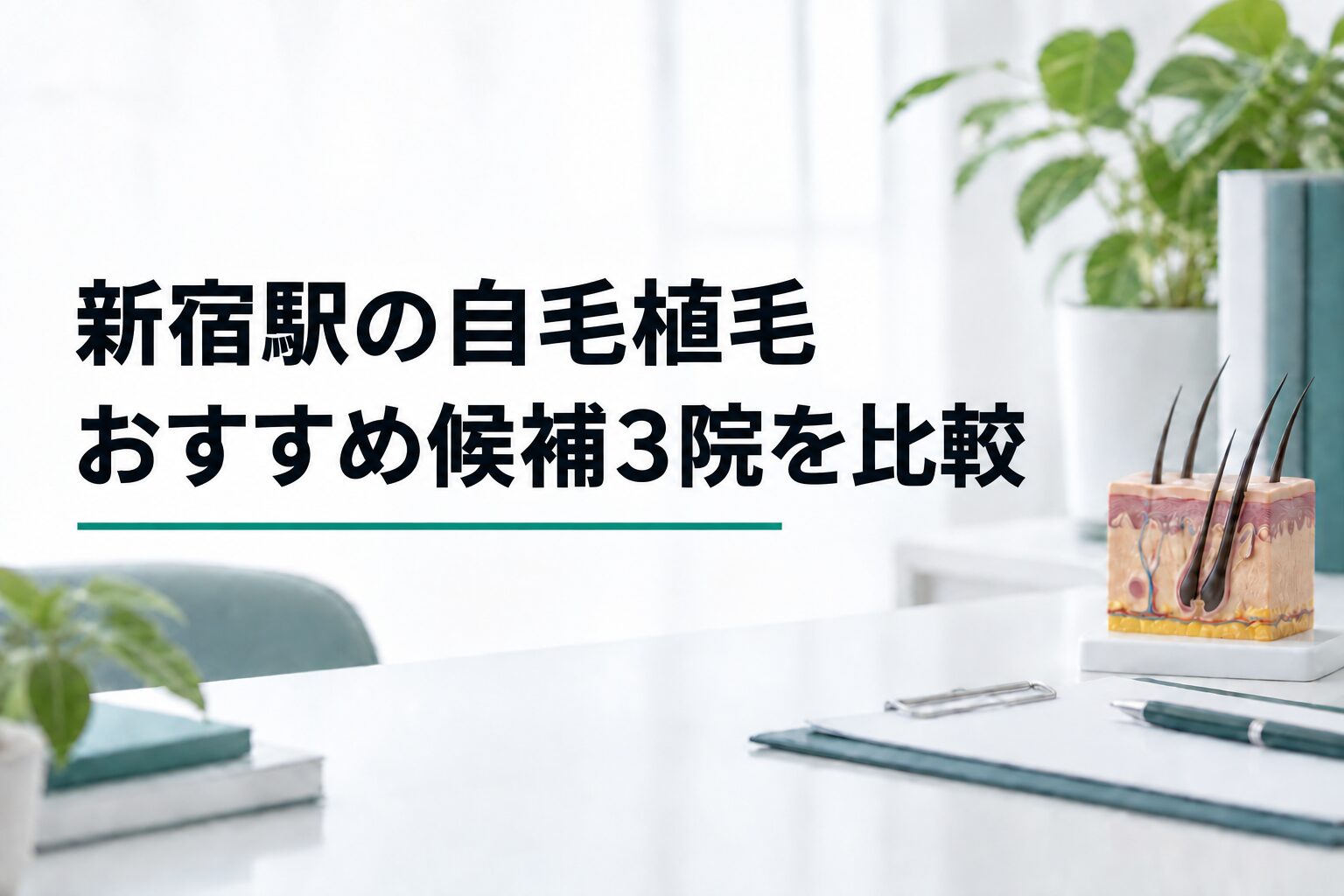 新宿駅の自毛植毛｜おすすめ候補3院を比較（解説用のイメージ画像）