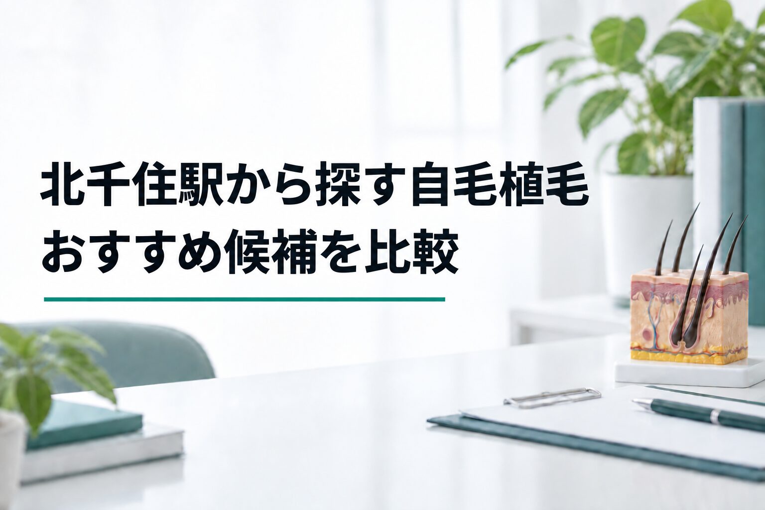 北千住駅から探す自毛植毛｜おすすめ候補を比較（解説用のイメージ画像）