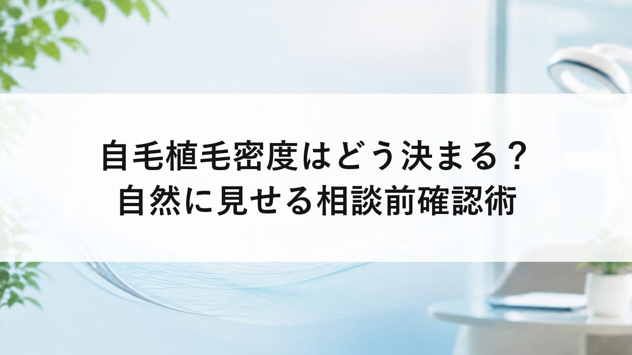 自毛植毛密度はどう決まる？自然に見せる相談前確認術