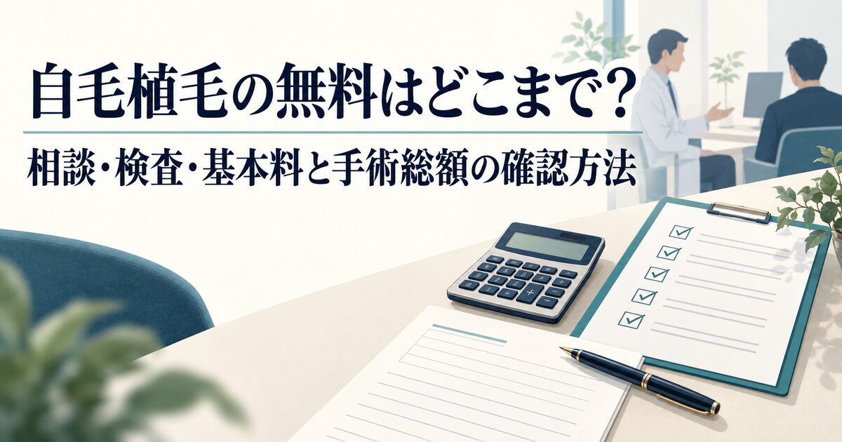 自毛植毛の無料はどこまで？相談・検査・基本料と手術総額の確認方法