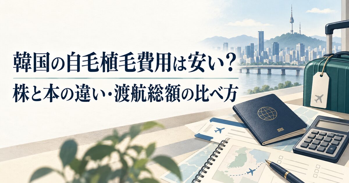 韓国の自毛植毛費用は安い？株と本の違い・渡航総額の比べ方