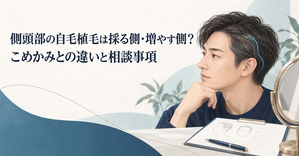 側頭部の自毛植毛は採る側・増やす側？こめかみとの違いと相談事項